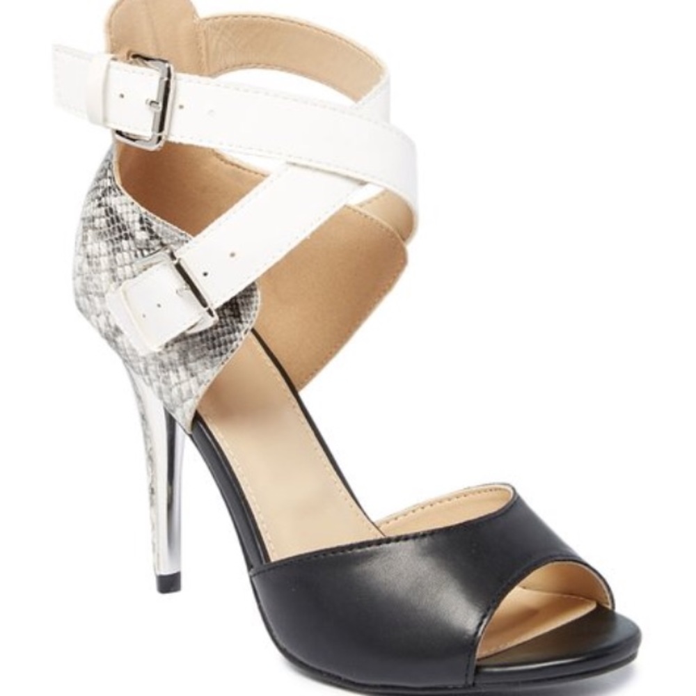New Black & White Elvira Peep-Toe Pump